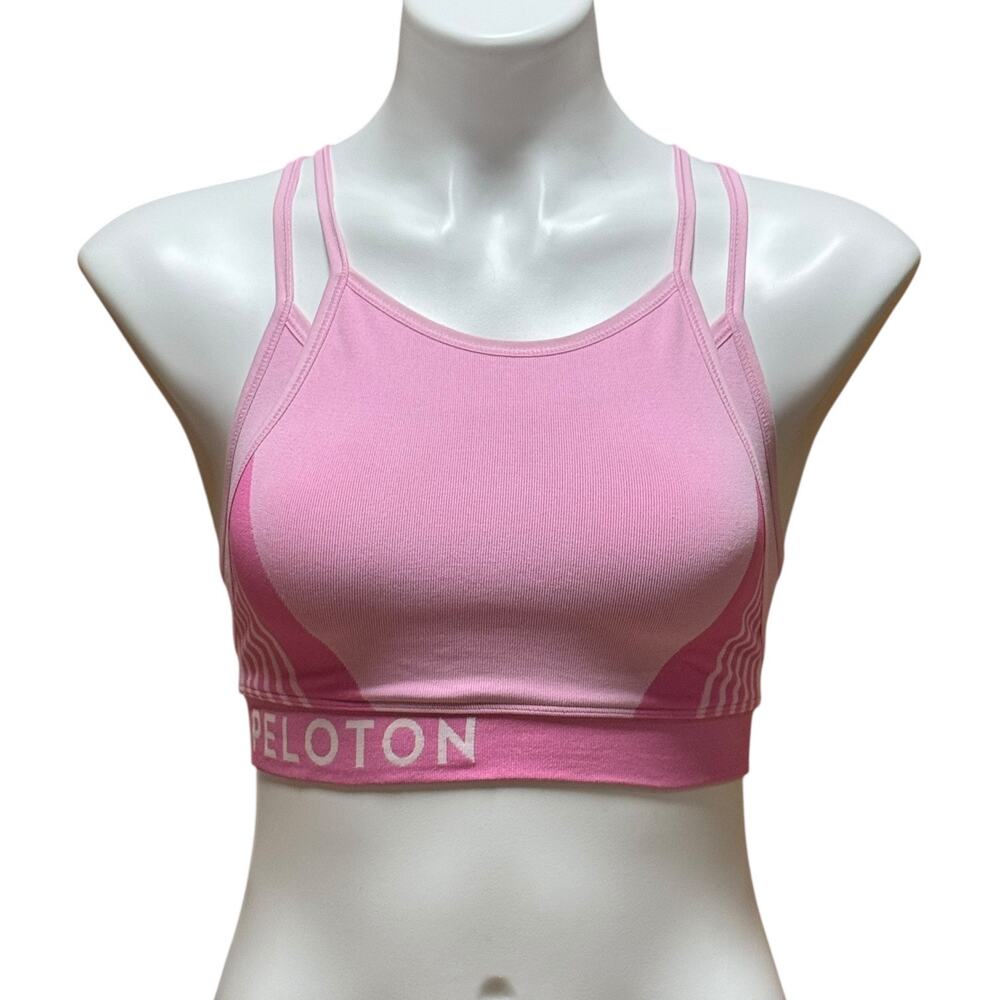 Peloton Double Layer Seamless Sports Bra Made in USA Pink Medium